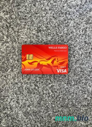 USA Wells Fargo bank visa obciążyć card version 2 wygląd fotograficzny skan PSD + zdjęcie